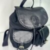 Mochila de piel con tela